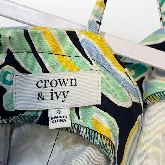Crown & Ivy Halter Cayo Coco Signature Mini Dress Womens 8 Multicolor Tropical - Picture 13 of 15